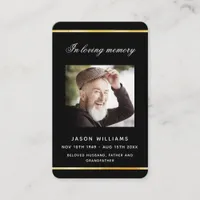 Black gold photo funeral prayer card