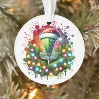 Watercolor Disc Golf Themed Christmas Personalized Ornament