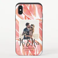 Mr & Mrs Photo Peach Botanical iPhone X Slider Case