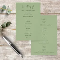 PAPER | Elegant Text Sage Green Wedding Program