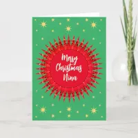 Ornamental Star Custom Name Merry Christmas  Thank You Card