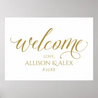 Sketched Calligraphy Wedding Welcome Sign - Gold