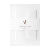 Rustic Terracotta Simple Modern Botanical Wedding Invitation Belly Band