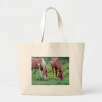 Grazing Horses Large Tote Bag