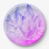 *~*  Faux Amethyst Pink Crystal Healing Energy Paper Plates