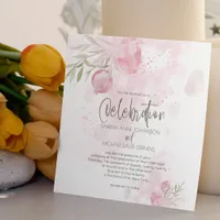 Rustic Watercolor Pink Rose and Rosehip Wedding Invitation