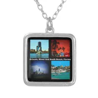 Orlando, Miami, South Beach Collage Silver Plated Necklace