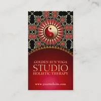 Golden Sun Yoga Reiki Balance Red Gold Black Business Card