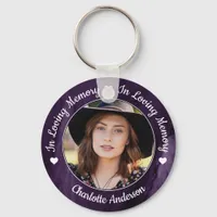 Funeral Loving Memory Photo Purple Marble Memorial Keychain