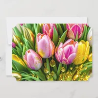 Elegant tulips with gold accents, Easter  Holiday Card