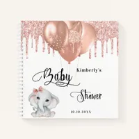Guest book baby shower elephant rose gold white
