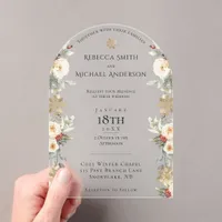 Winter Greenery Elegant Christmas Snowflake Acrylic Invitations