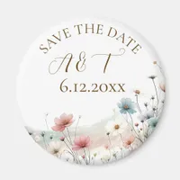 Watercolor Wildflowers Wedding Save the Date Magnet