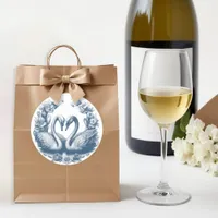 Dusty Blue Swan Wedding Favor Sticker