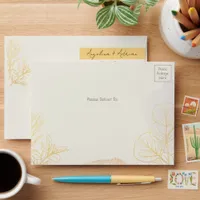 Modern Elegant Watercolor and Gold Leaf Wedding Envelope