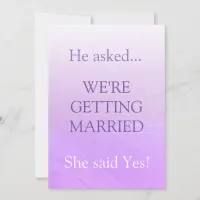 Simple Cute Funny Purple She Said Yes Wedding Invitation