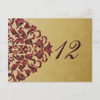 pink gold table numbers postcards