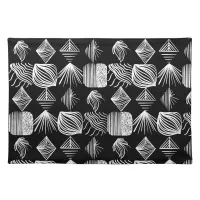 Bold Caribbean Tribal Mudcloth – Black & White,  Cloth Placemat