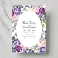 Elegant Purple and Pink Floral Baby Shower Invitation