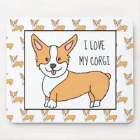 I Love my Corgi, Cartoon Corgis Mouse Pad