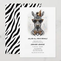 Party Animals Funny Zebra Kids Birthday Party Invitation
