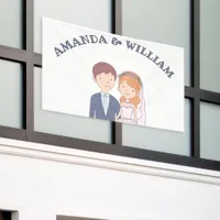 Simple, Cartoon-Iike  Spouses Illustration Wedding Banner