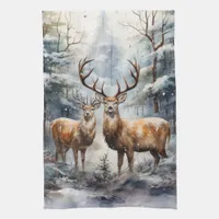 Reindeer in Winter Wonderland Kitchen Towel