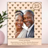 Hearts Silver Wedding Anniversary 25th Custom Text Engraved Frames