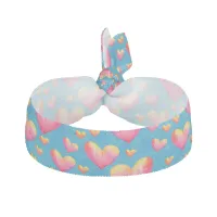 Multicolored Watercolor Hearts Hair Tie