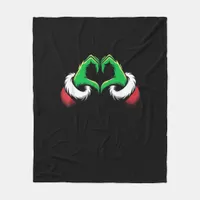 Funny Heart Hands Christmas Minimal Festive Style Fleece Blanket