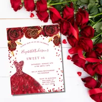 Budget Sweet 16 red white dress invitation