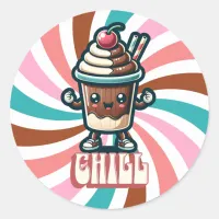 Chill Chocolate Milkshake Pun  Classic Round Sticker