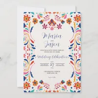 Mexican Fiesta Floral Aesthetic Elegant Wedding Invitation