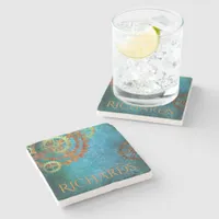 Personalized Steampunk Rusty  Gears Stone Coaster