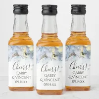 Blue Hydrangea Flowers Watercolor Wedding  Liquor Bottle Label