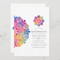 Rainbow Mandala Annaprashan First Rice Ceremony Invitation