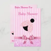 Pink Girl's Ladybug Baby Shower Invitation