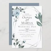 WEDDING | Watercolor Dusty Blue Floral Invitation