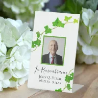 Green English Ivy Vine Funeral Memorial Pedestal Sign