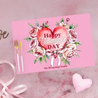 Roses and Heart Valentine's Day Paper Placemat