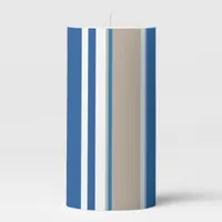 Trendy Modern Relaxed Coastal Stripes Pillar Candle