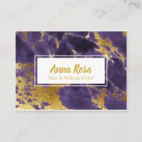 *~* Popular Girly Gold Deep Purple Marble Makeup Business Card