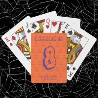 Halloween Birthday Name And Age Orange Poker Cards