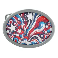 Red, White and Blue Patriotic US Flag   Belt Buckle