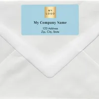 Light blue business logo return address shipping label