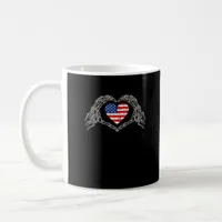Skeleton Hand Heart 4th Of American Flag Patriotic Coffee Mug