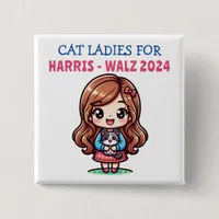 Cat Ladies for Harris and Walz Political Humor Button