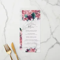 Vintage Pink Floral Marble Mothers Day Brunch Menu