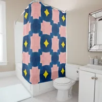 Pink Yellow Blue Abstract Shower Curtain