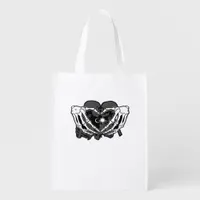 Sunand One Skeleton Heart Hands Unique Expression Grocery Bag